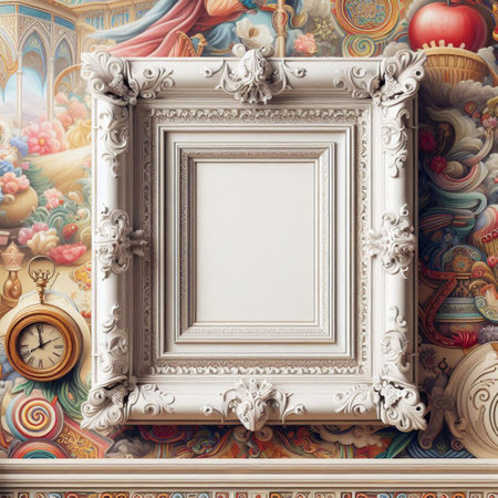 Vintage frame on the wall in the interior. 3d renderingの写真素材
