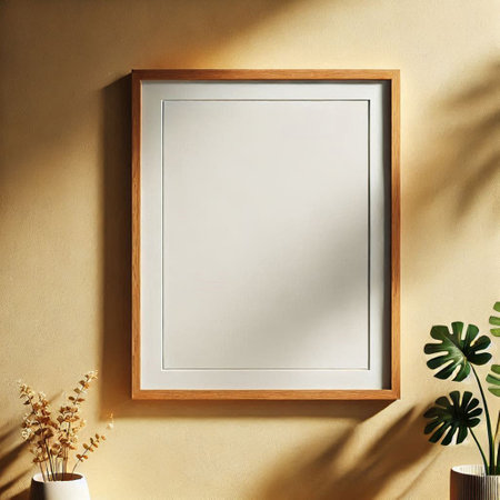 Mock up poster frame in modern interior background, 3d render