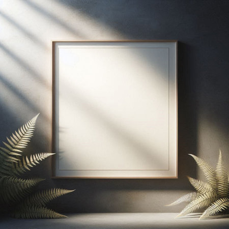 Mock up poster frame in modern interior, 3d render illustration