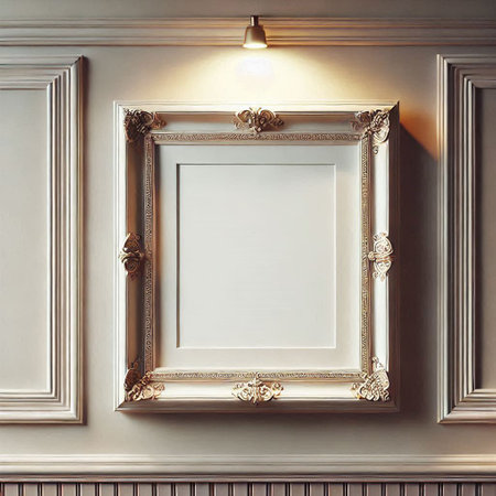 Picture frame on the wall in the interior of a classic room.の写真素材