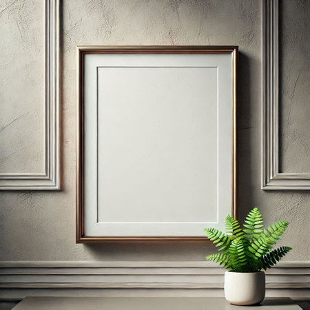 Mockup blank frame in interior background, 3d render illustrationの写真素材