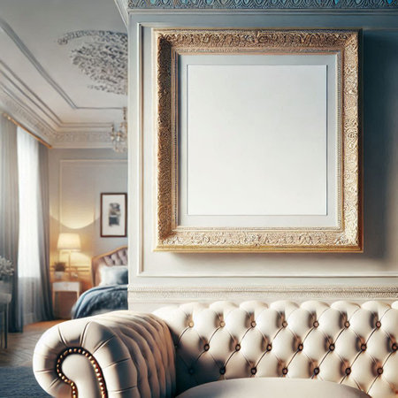 Classic bedroom interior with sofa, armchair and frame. 3d renderの写真素材