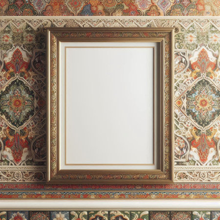 Mock up blank frame in vintage interior background. 3d renderの写真素材