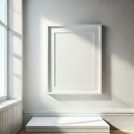 White blank picture frame on the wall. 3d rendering mock upの写真素材