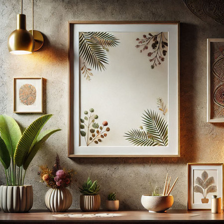 Mockup poster frame in modern interior background, 3d render
