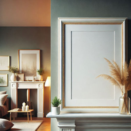 Mockup poster frame in classic interior background, 3d render