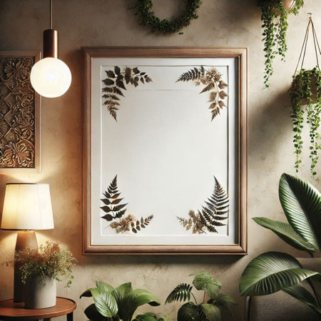 Mock up poster frame in modern interior background, 3d render