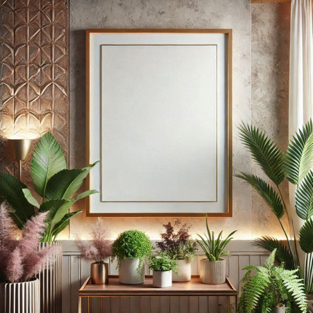 Mock up poster frame in modern interior background, 3d render
