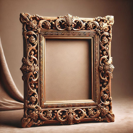 Vintage photo frame on a brown background. Photo in old color image style.の写真素材