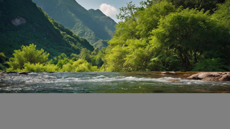 Mountain river in the summer. Landscape with mountain river.