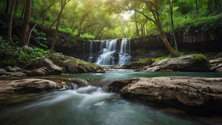 Waterfall in deep forest at Phu Soi Dao National Park, Thailand