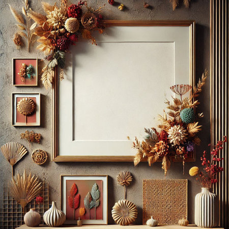 Mock up frame in modern interior background. 3d render illustration