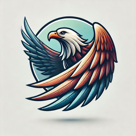 Eagle head with wings, symbol of freedom, vector illustration.