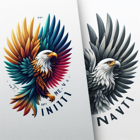 Heraldic eagle tattoo design on white paper. Vector illustration.の写真素材