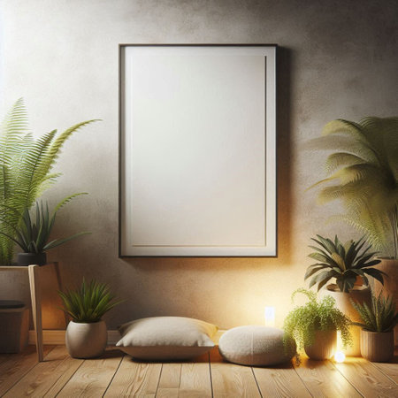 Mock up poster frame in modern interior background, 3d render