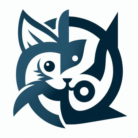 Cat head symbol isolated on a white background. 3d rendering.の写真素材