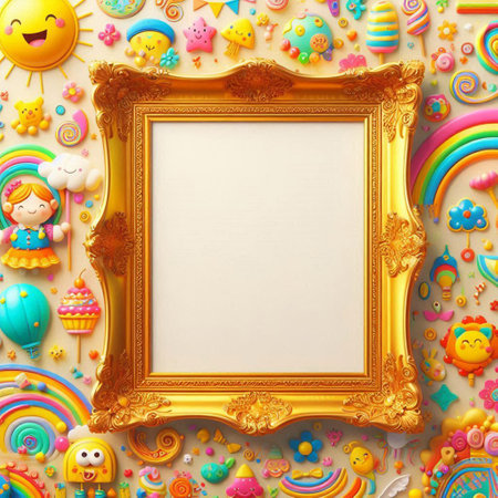 3d illustration of frame and decoration on a yellow background