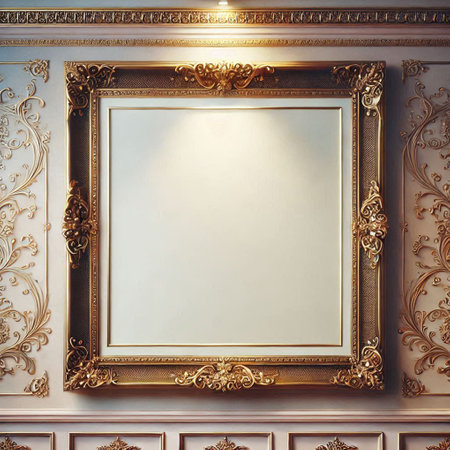 Vintage frame on the wall in the interior of the room.