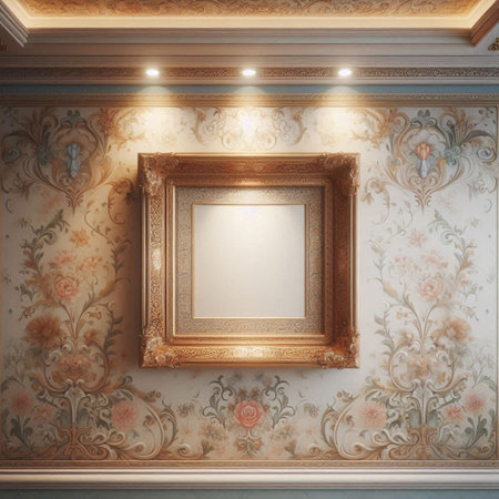 Luxury classic interior with frames on wall. 3d renderの写真素材