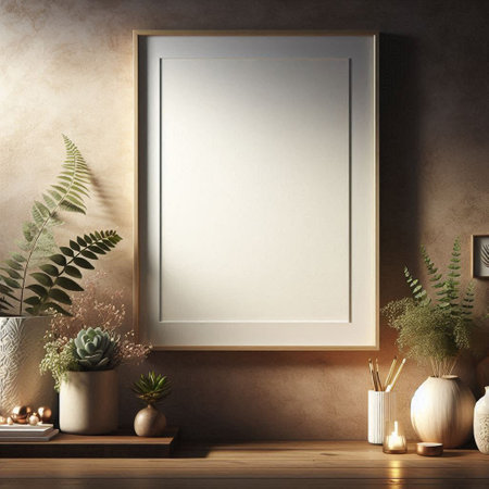 Mock up poster frame in interior background, Scandinavian style. 3d render