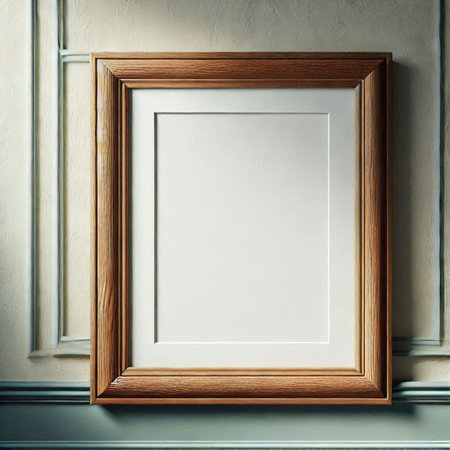 blank picture frame on the wall, vintage style, 3d renderの写真素材