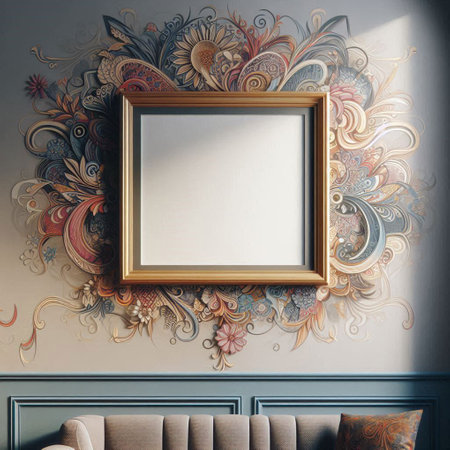 Mock up frame in classic interior background. 3d render illustration