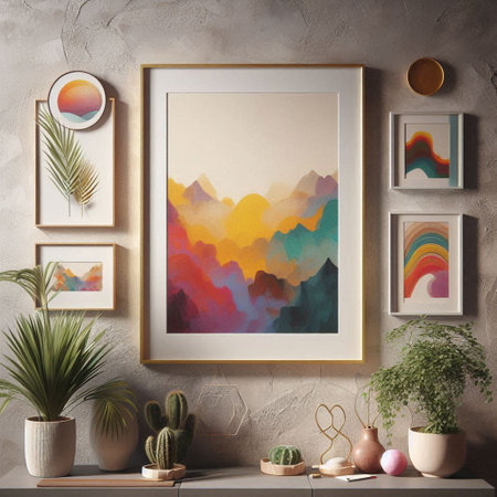 Mock up poster frame in modern interior background, 3d render