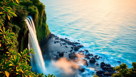 Waterfall on the island of Kauai, Hawaii, USA.の写真素材