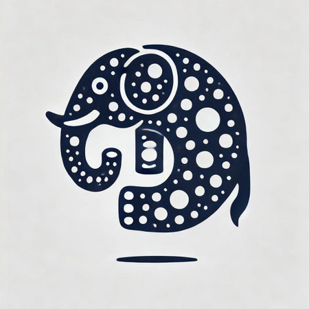 Illustration of an elephant on a white backgroundの写真素材