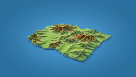 Hawaiian islands on a blue background. 3D render.