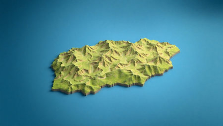 A 3D illustration of a map of Austria on a solid color background