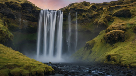 Skogafoss waterfall in Iceland, Europe.の写真素材