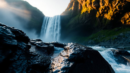 Seljalandsfoss waterfall in South Iceland, Europe.