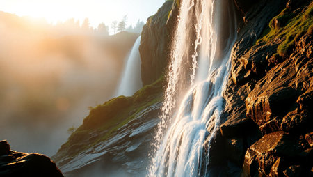 Seljalandsfoss waterfall in the morning light, Iceland