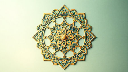 3D illustration of decorative element in oriental style. Geometric pattern on paper.