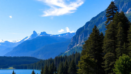 Scenic view of Lake Louise, Banff National Park, Alberta, Canadaの写真素材