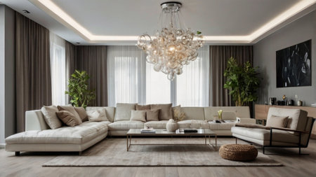 Modern living room interior design. 3D rendering, 3d illustration.