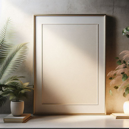 Mock up poster frame in modern interior background, 3d render