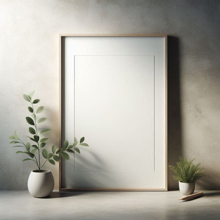 Mock up poster frame in modern interior background, 3d render