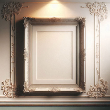 Classic frame on the wall. Interior design. 3d render illustration