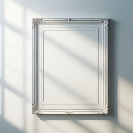 blank picture frame on the wall, 3d render illustration mock up