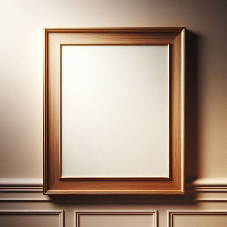 Blank picture frame hanging on the wall. 3d rendering.の写真素材
