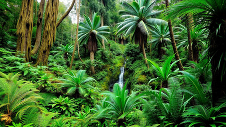 Tropical rainforest with ferns and fernsの写真素材