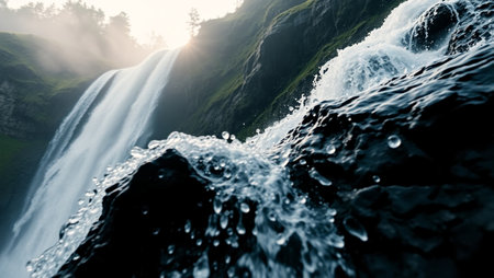 Beautiful waterfall in the mountains. Waterfall in the mountains.