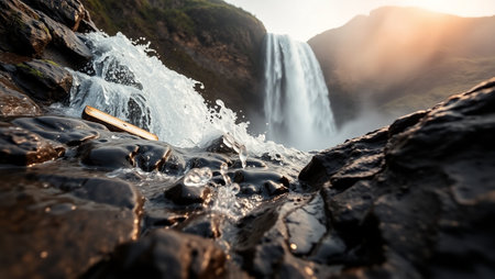 Waterfall in Iceland, Europe.の写真素材