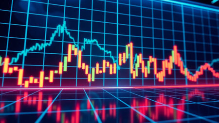 Stock market or forex trading graph and candlestick chart suitable for financial investment concept....