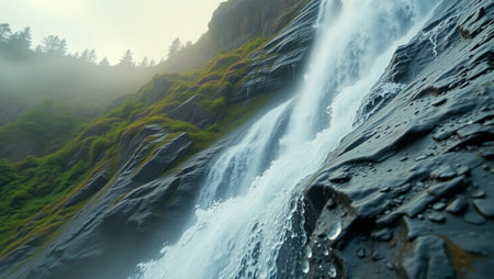 Waterfall in the mountains. Waterfall in the mountains. Mountain landscape