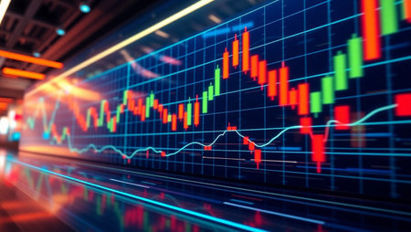 Financial market graph on monitor. Abstract business background. 3d renderingの写真素材