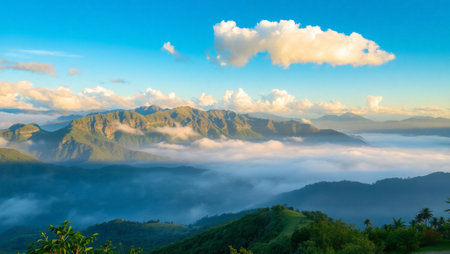 Beautiful mountain landscape in the morning at Doi Ang Khang, Chiang Mai, Thailand