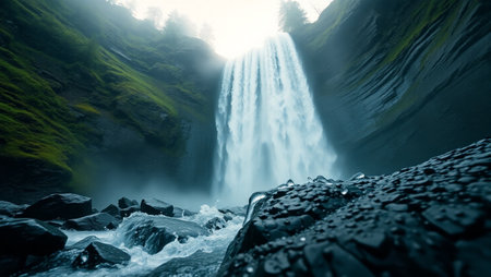 Beautiful waterfall in Iceland, Europe. Beauty of nature concept background.